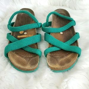Arcopedico Santana Green Strappy Nylon Cork Footbed Sandals Women Size 9.5
